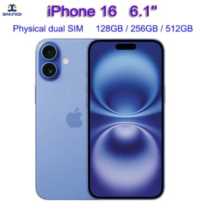 100% Original  Apple IPhone 16 Dual SIM Card 6.1" Cellphone 5G Unlocked OLED Face ID A18 128/256/512GB ROM 8GB RAM Smartphone