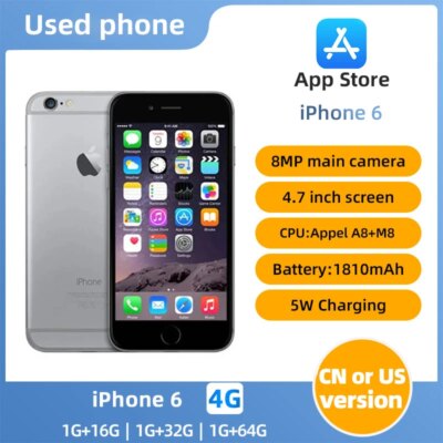 Apple iPhone 6 Unlocked Dual Core 1.4GHz 8MP 3G 4G LTE  4.7 inch IOS 16/64/128GB ROM Used Fingerprint Mobile Cell Phone
