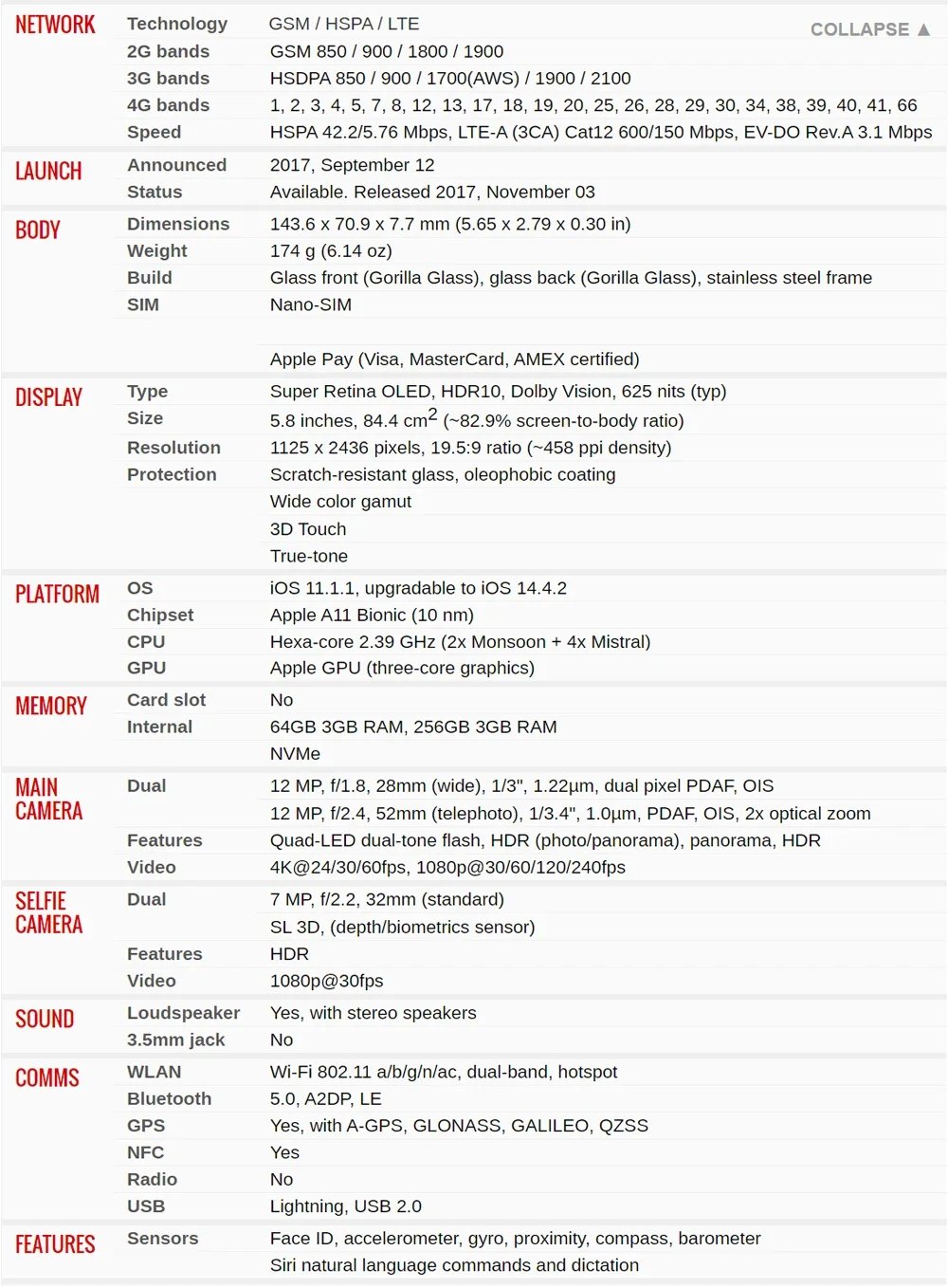 Original iPhone X 4G LTE CellPhone Unlocked 64GB/256GB ROM 5.8