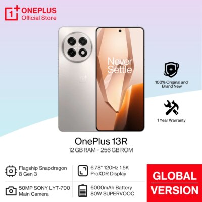 World Premiere OnePlus 13R Global Version Smartphone 12GB 256GB Snapdragon 8 Gen 3 120Hz Display 6000mAh Battery 80W SUPERVOOC