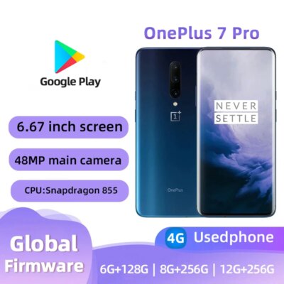 Oneplus 7 Pro 4G Mobile Phone 6.67" 8GB RAM 256GB Dual SIM Card Screen Snapdragon 855 Original Android Used Phone