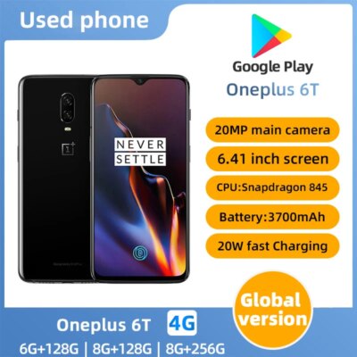 Original Oneplus 6T 4G LTE Mobile Phone Snapdragon 845   6.41" 20MP 16MP  Fingerprint used phone