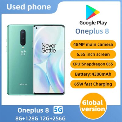 Oneplus 8 5G SmartPhone CPU Qualcomm Snapdragon 865 Battery capacity 4300mAh 48MP Cameraoriginal used phone