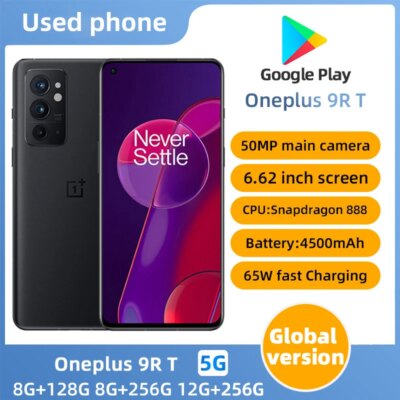 OnePlus 9RT 9R T 5G Global Rom Multi-language 8GB 128GB Snapdagon 888 120Hz 6.62 inches AMOLED 65 Warp Charging used phone