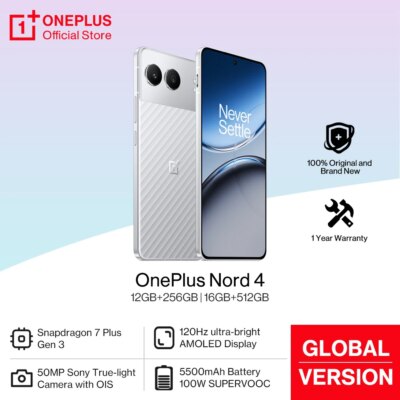 Global Version OnePlus Nord 4  Smartphone 256GB 512GB Snapdragon 7 Plus Gen 3 Sony 50MP AI Camera 5500mAh 100W SUPERVOOC Charge