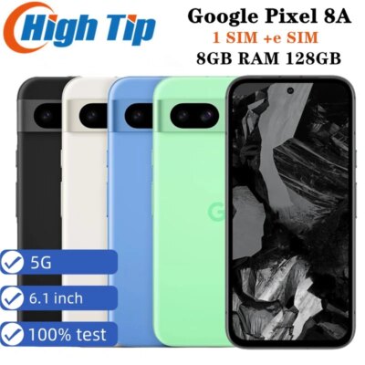 Unlocked Original Google Pixel 8a 5G 128GB/256GB 8GB RAM 6.1" Google Tensor G3 64MP&13MP NFC e-Sim Cell Phone