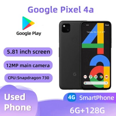 Google Pixel 4a OEM 4G 5.81" 6GB RAM 128GB ROM NFC Octa Core Snapdragon 730G Fingerprint Original Unlocked Pixel 4a