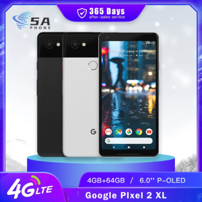 Original Google Pixel 2 XL 4G Mobile Phone Fingerprint 4GB+64GB/128GB 6.0'' P-OLED 12.2MP+8MP Snapdragon 835 Octa-Core CellPhone