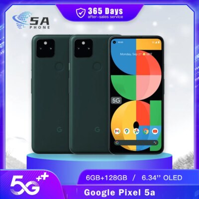Original Google Pixel 5a 5G 128GB ROM 6.34" OLED 6GB RAM NFC Snapdragon Octa Core Unlocked Android Cell Phone