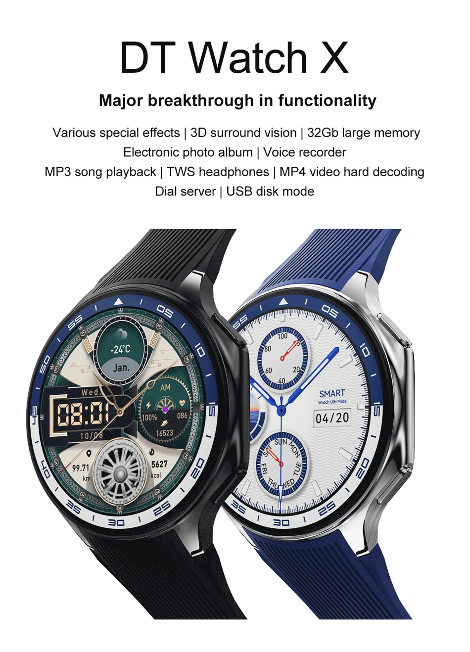 2025 New For OPPO Watch X Smart Watch 4GB Large Memory Music Video Player TWS Headphones AMOLED HD Business High-end Smartwatch