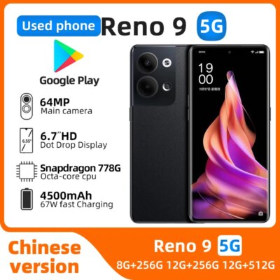 oppo Reno9 5G Android 6.7 inch 12GB RAM 256GB ROM Unlocked All Colours in Good Condition Original used phone