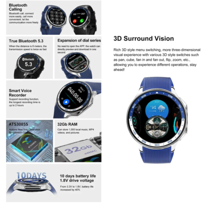 New for Oppo Watch X Men Smartwatch 32GB Extra large Memory 3D Mode MP3 MP4 Smart Watch GPS Sport Smartwatches Bluetooth calling - Image 2