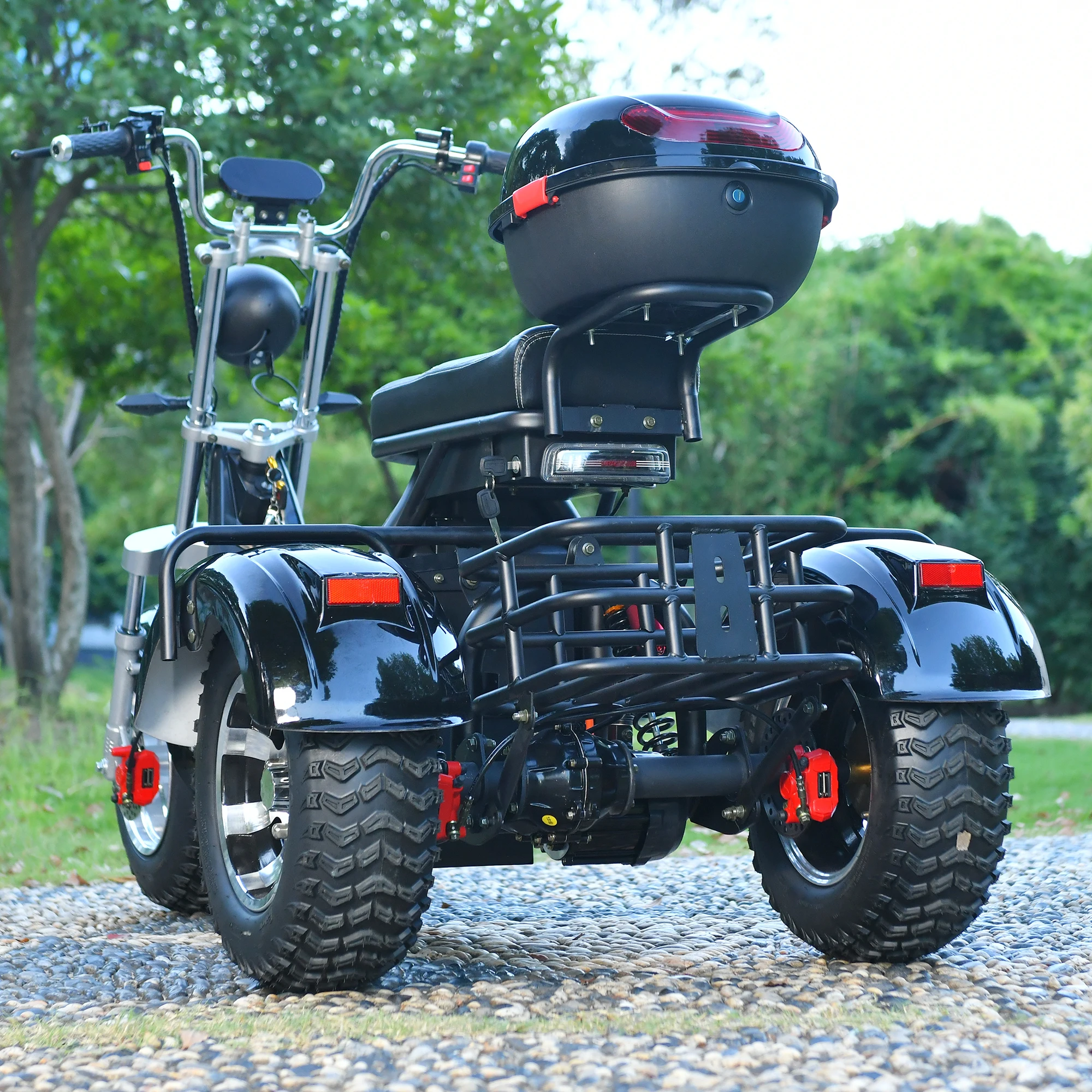 Adults 3 Wheel Electric Scooter 3000W Motor Max Speed 40KM/H Max Load 200KG 18 Inch Off Road Fat Tire Electric Motorcycle