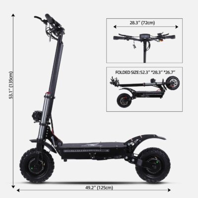 50Mph Fast Electric Scooter with Seat for Adults Load 440lbs 6000W Powerful Dual Motor Dual Suspension Off-road Electric Scooter - Image 3