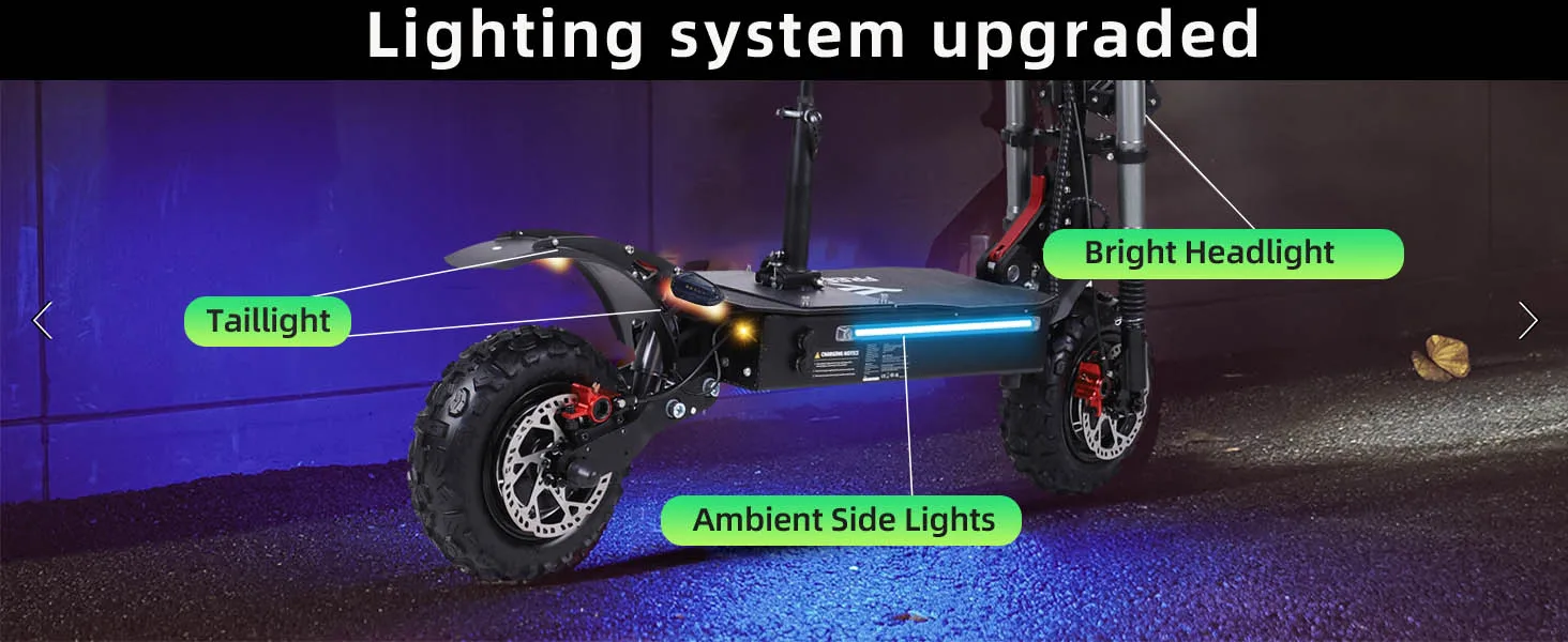 50Mph Fast Electric Scooter with Seat for Adults Load 440lbs 6000W Powerful Dual Motor Dual Suspension Off-road Electric Scooter