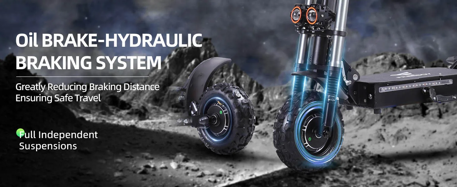 50Mph Fast Electric Scooter with Seat for Adults Load 440lbs 6000W Powerful Dual Motor Dual Suspension Off-road Electric Scooter