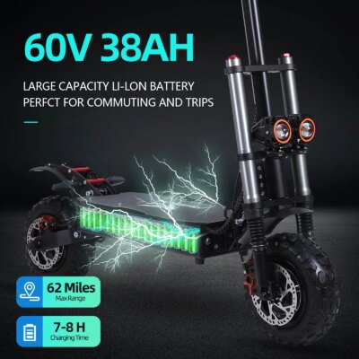 50Mph Fast Electric Scooter with Seat for Adults Load 440lbs 6000W Powerful Dual Motor Dual Suspension Off-road Electric Scooter - Image 5