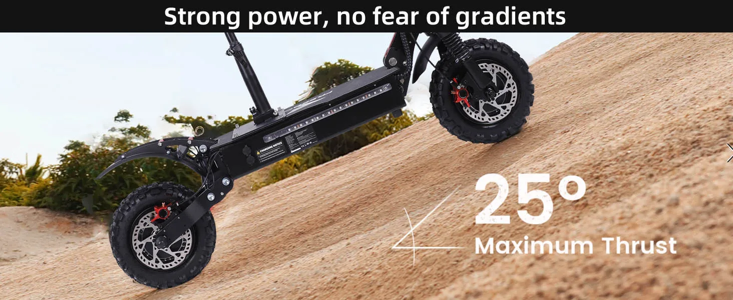 50Mph Fast Electric Scooter with Seat for Adults Load 440lbs 6000W Powerful Dual Motor Dual Suspension Off-road Electric Scooter