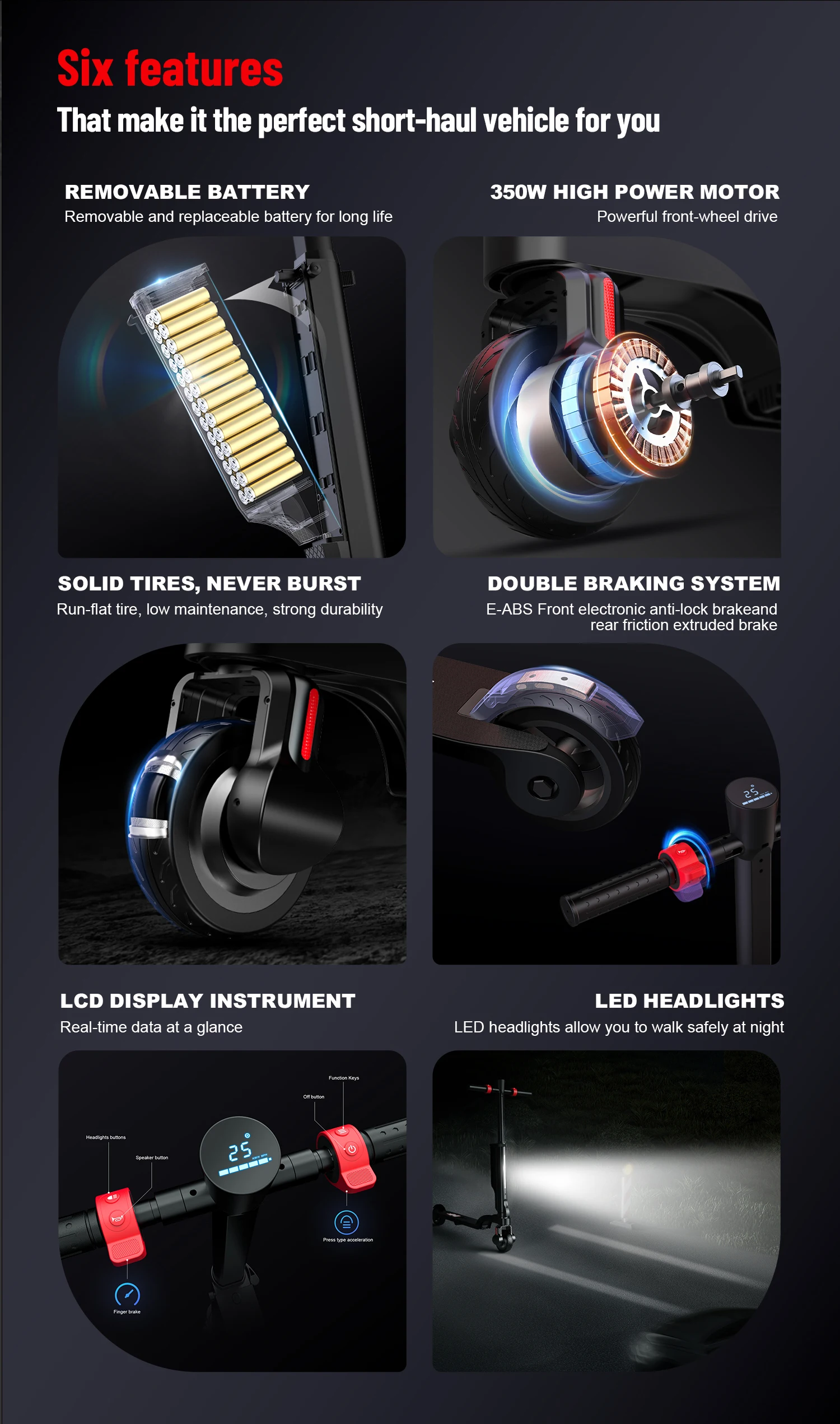 HUANCI X6 Electric scooter Foldable 7.5A 350W 25KM/H electric scooters 36V EScooters 5.5 Inch E Scooter For Adults