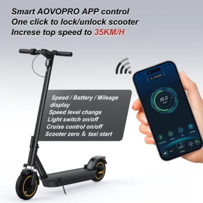 Electric Scooter: 500W Power, 35km/h Max Speed, APP-Enabled, Shock Absorption, Anti-Skid Tires, Foldable for Adult Use. - Image 3