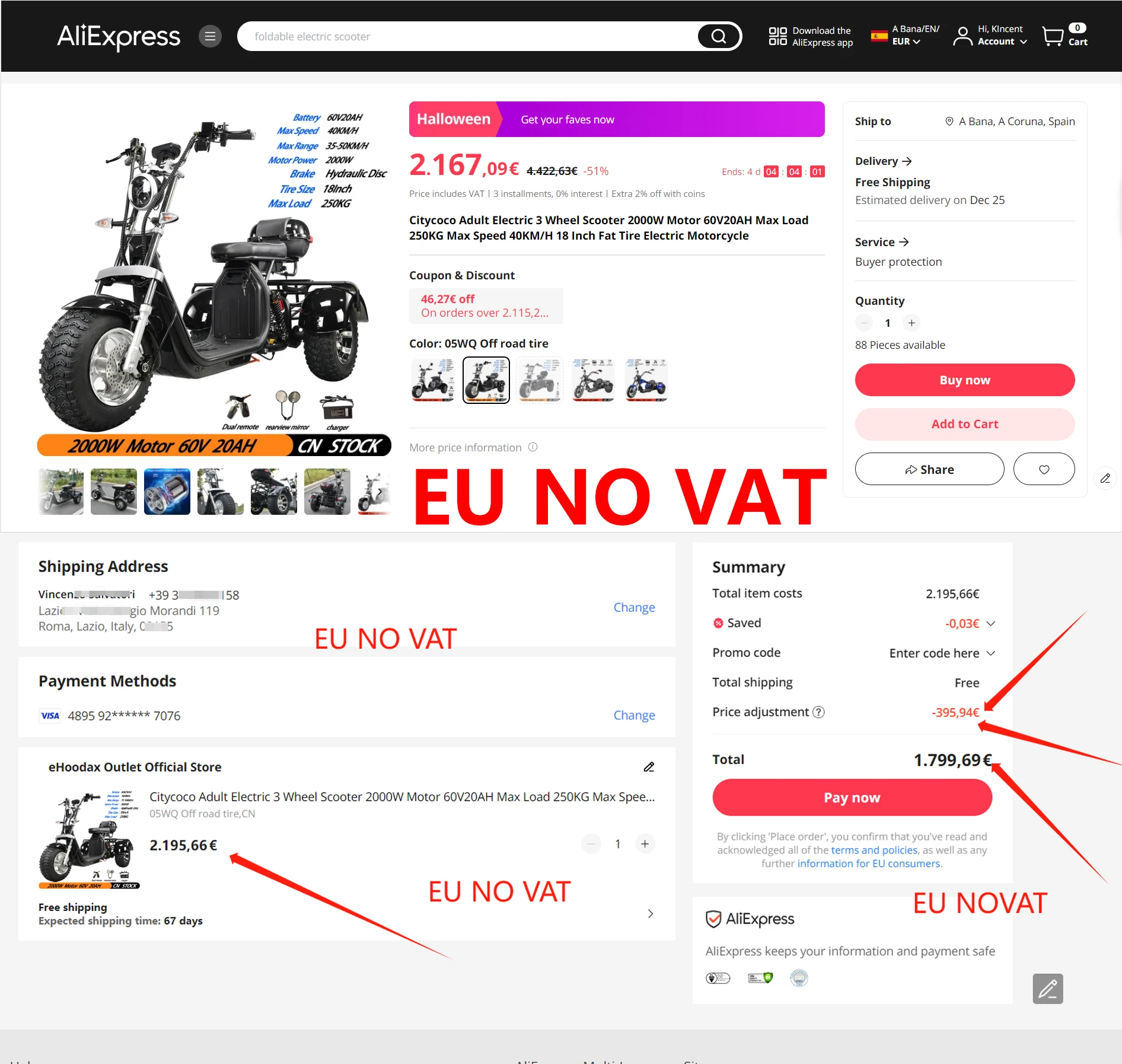 Citycoco  Electric  Scooter For Adults  Max Load 250KG 18Inch Fat Tire  1500W Motor 3 Wheel Off Road  Electric Motorcycle