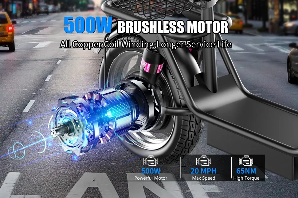 Folding electric scooter with trunk, 500W motor (peak 650W), 48V15AH, 20MPH, 24-32mile range,motorcycle for commuting travel Folding electric scooter with trunk, 500W motor (peak 650W), 48V15AH, 20MPH, 24-32mile range,motorcycle for commuting travel