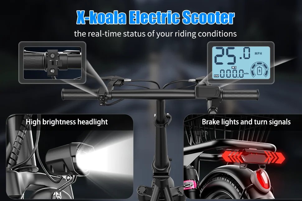 Folding electric scooter with trunk, 500W motor (peak 650W), 48V15AH, 20MPH, 24-32mile range,motorcycle for commuting travel Folding electric scooter with trunk, 500W motor (peak 650W), 48V15AH, 20MPH, 24-32mile range,motorcycle for commuting travel