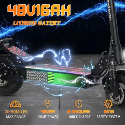Arwibon Q30 Adult Electric Scooter 2500W Motor Top Speed 30MPH, 48V16AH, 11 Inch Off-Road Tires Sport Commuter Folding EScooter - Image 3