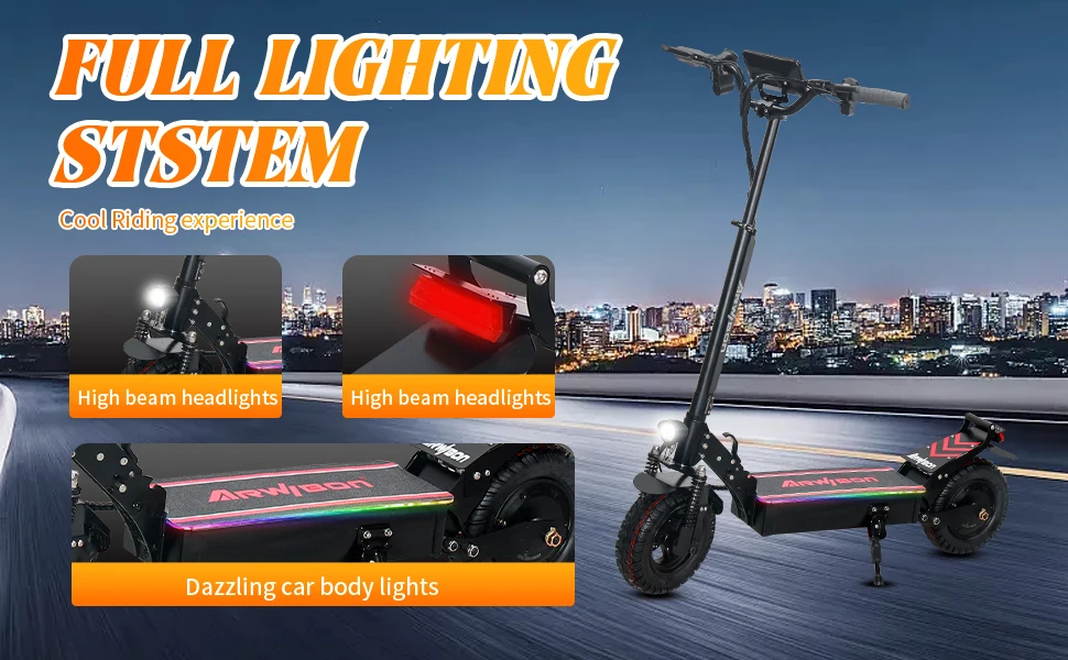 Arwibon Q30 Adult Electric Scooter 2500W Motor Top Speed 30MPH, 48V16AH, 11 Inch Off-Road Tires Sport Commuter Folding EScooter