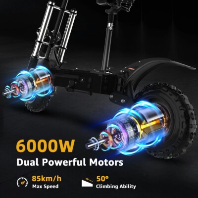 48-72V Electric Scooter for Adults 90KM/H 10-11''Tubeless Off Road Tire Hydraulic / SpringSuspension Foldable Escooter with Seat - Image 5
