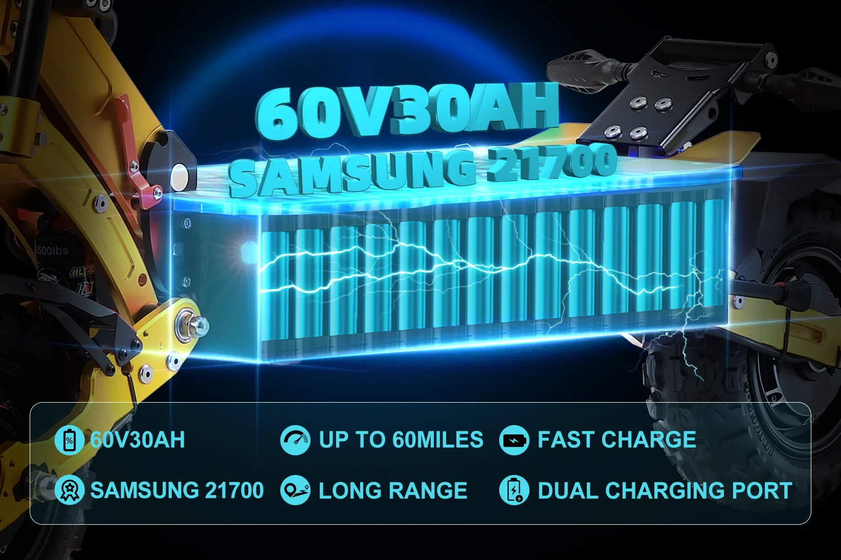 YUME X11+ 6000W Dual Motor Electric Scooter 60V-30AH Adult Off-road Electric Scooter Max Speed 95KM/H Brushless Motor 100KM YUME X11+ 6000W Dual Motor Electric Scooter 60V-30AH Adult Off-road Electric Scooter Max Speed 95KM/H Brushless Motor 100KM