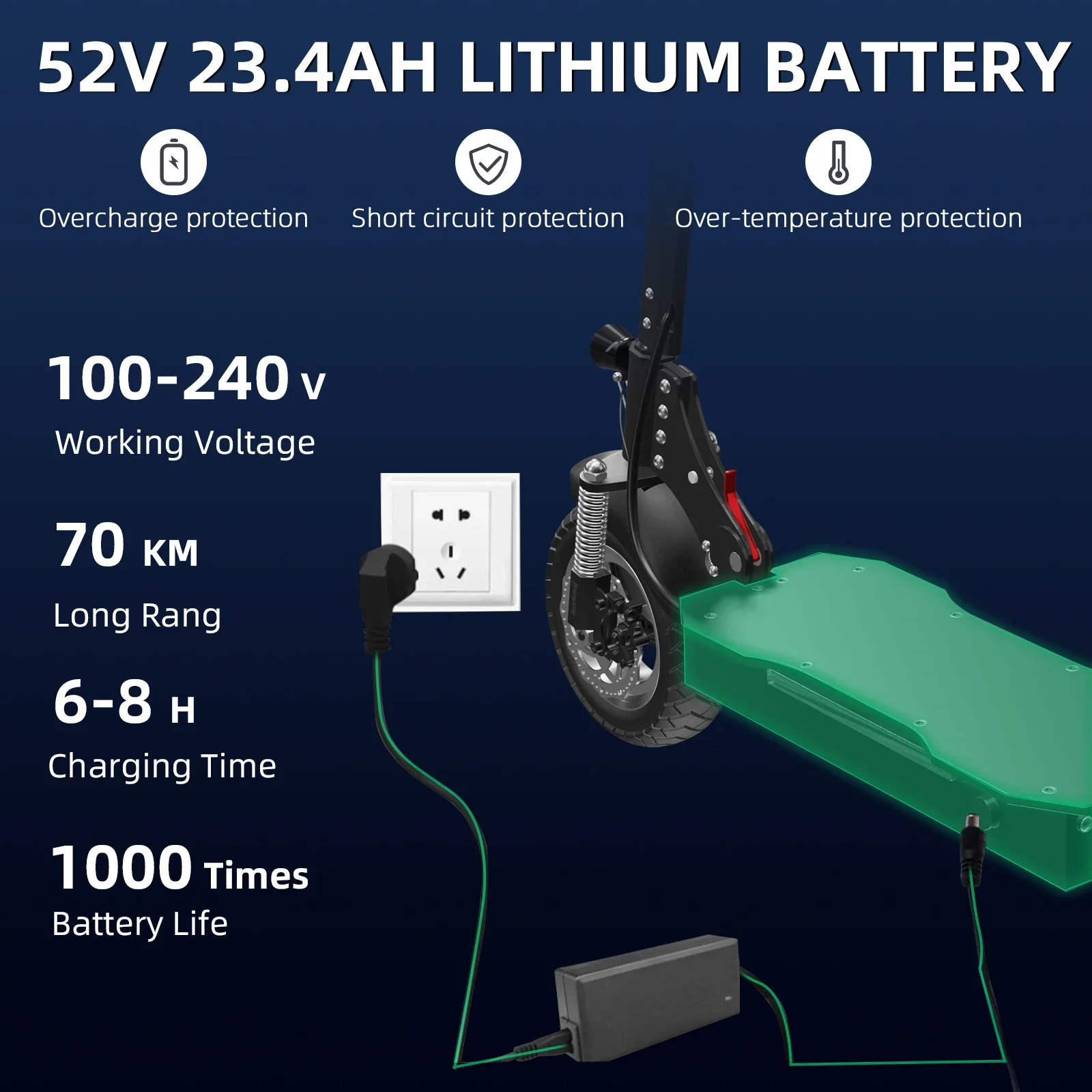 AJOOSOS X750 Electric Scooter Adults 52V 1600W 2500W Rear Motor 3 Speed Gear 65km/h 75km электросамокат E Scooter AJOOSOS X750 Electric Scooter Adults 52V 1600W 2500W Rear Motor 3 Speed Gear 65km/h 75km электросамокат E Scooter