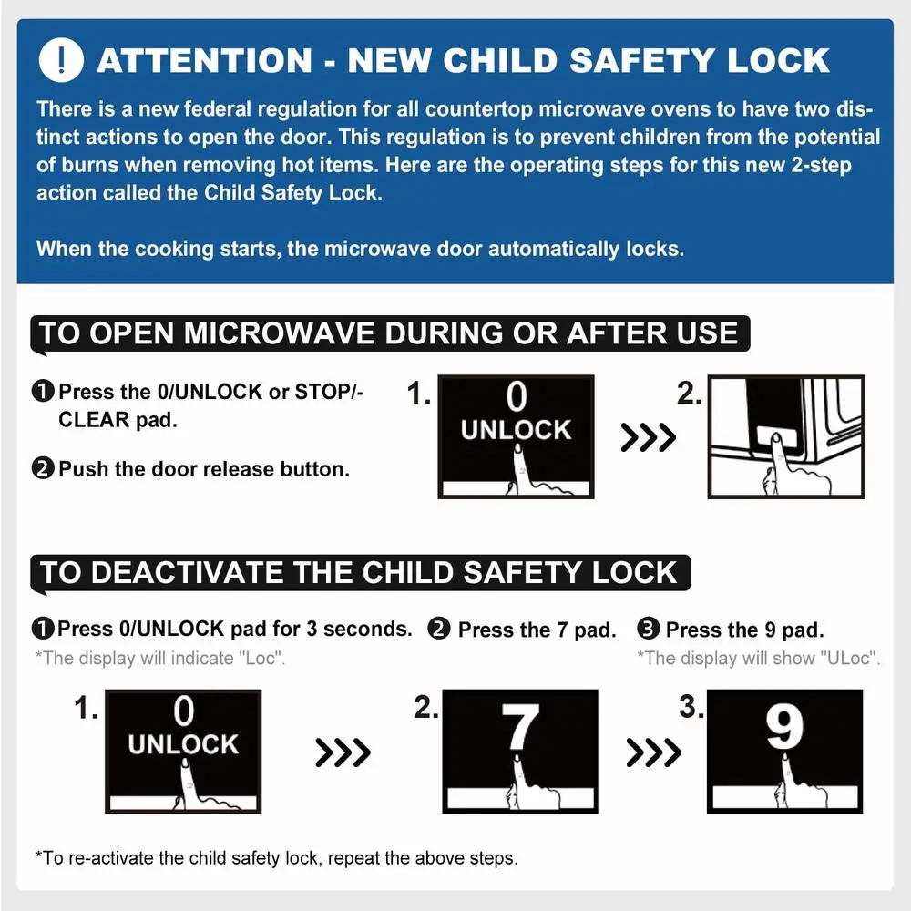 Compact 0.7 Cu ft 700W Black Countertop Microwave Oven LED Display Timer Clock Defrost Child-Safe Lockout Push-Button Door 10 Compact 0.7 Cu ft 700W Black Countertop Microwave Oven LED Display Timer Clock Defrost Child-Safe Lockout Push-Button Door 10