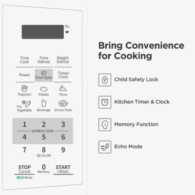 EM720CPL-PM Countertop Microwave Oven with Sound On/Off, ECO Mode and Easy One-Touch Buttons, 0.7 Cu Ft/700W, Pearl Whit - Image 2