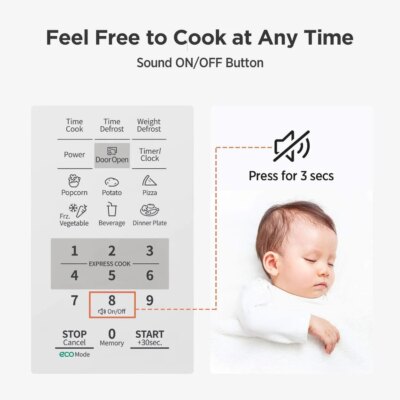 EM720CPL-PM Countertop Microwave Oven with Sound On/Off, ECO Mode and Easy One-Touch Buttons, 0.7 Cu Ft/700W, Pearl Whit - Image 4