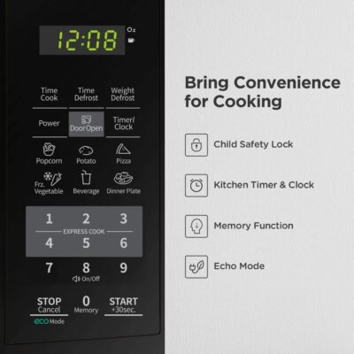 EM720CPL-PMB Countertop Microwave Oven with Sound On/Off, ECO Mode and Easy One-Touch Buttons, 0.7 Cu Ft, Black - Image 2