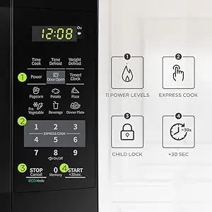 EM720CPL-PMB Countertop Microwave Oven with Sound On/Off, ECO Mode and Easy One-Touch Buttons, 0.7 Cu Ft, Black EM720CPL-PMB Countertop Microwave Oven with Sound On/Off, ECO Mode and Easy One-Touch Buttons, 0.7 Cu Ft, Black