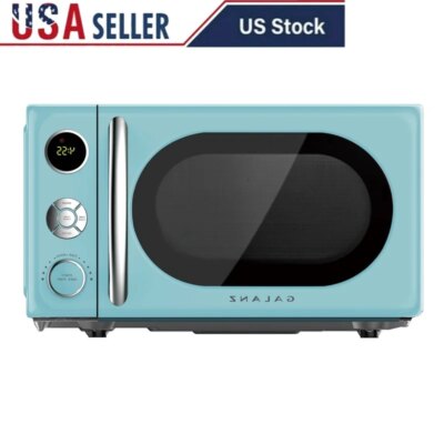 Retro Countertop Microwave Oven 0.7 Cu Ft 700 Watts Auto Menus Defrost Program Turntable Control Lock Digital Display Timer