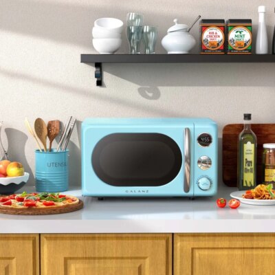 Retro Countertop Microwave Oven 0.7 Cu Ft 700 Watts Auto Menus Defrost Program Turntable Control Lock Digital Display Timer - Image 4
