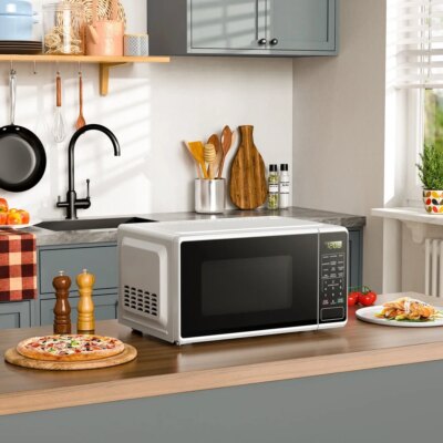 Compact Countertop Microwave Oven 700W Digital Display Kitchen Timer Child Safety Lockout Quick Set Defrost 10 Power Levels - Image 4