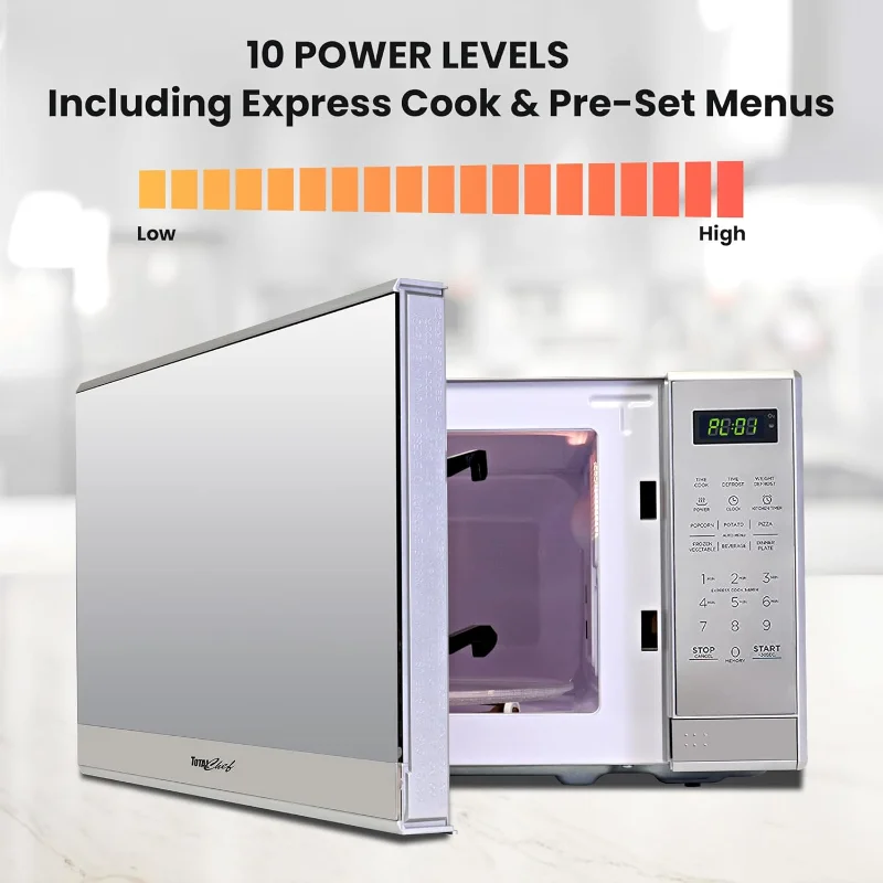 0.7 Cu Ft Microwave Oven - Stainless Steel Compact Style Microondas, Smart Countertop Kitchen Appliance With Digital Touch