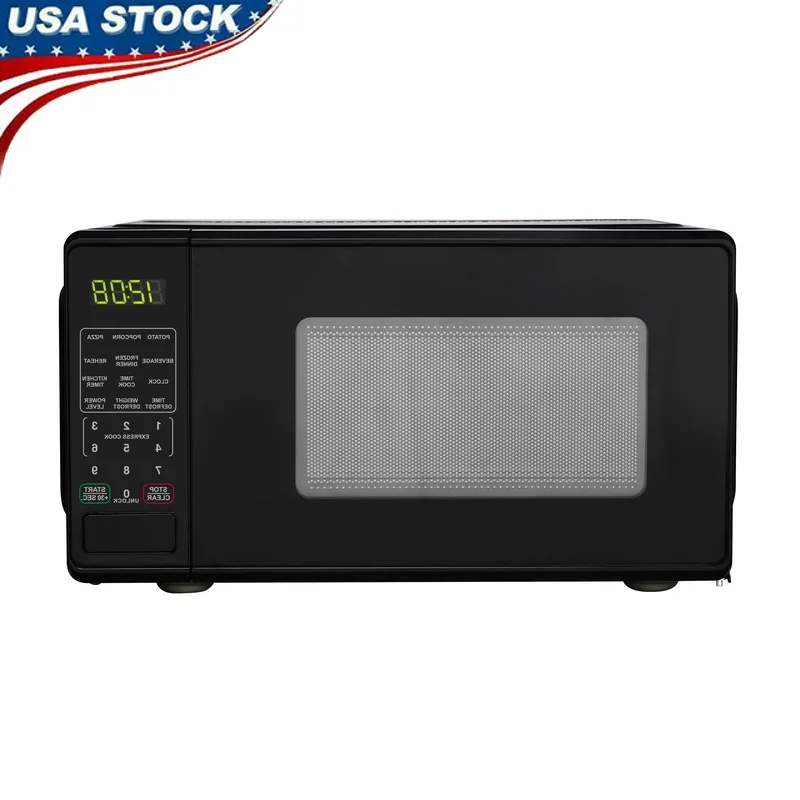 700W Compact Countertop Microwave Oven with LED Display Timer Child Lock 10 Power Levels Defrost Push Button Door 6 Quick Set 700W Compact Countertop Microwave Oven with LED Display Timer Child Lock 10 Power Levels Defrost Push Button Door 6 Quick Set