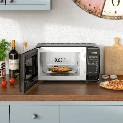 700W Compact Countertop Microwave Oven with LED Display Timer Child Lock 10 Power Levels Defrost Push Button Door 6 Quick Set - Image 3