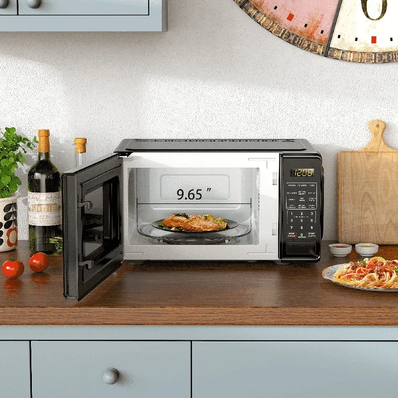 700W Compact Countertop Microwave Oven with LED Display Timer Child Lock 10 Power Levels Defrost Push Button Door 6 Quick Set 700W Compact Countertop Microwave Oven with LED Display Timer Child Lock 10 Power Levels Defrost Push Button Door 6 Quick Set