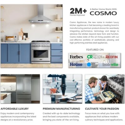 COSMO COS-2413ORM1SS Over the Range Microwave Oven with Vent Fan, 1.34 cu. ft. Capacity, 1000W, 24 inch, Black / Stainless Steel - Image 4