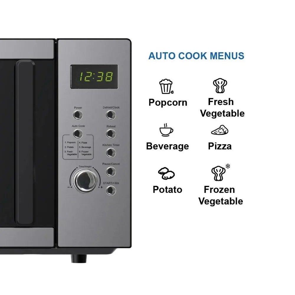 0.9 cubic feet, 900W digital control countertop microwave oven, stainless steel 0.9 cubic feet, 900W digital control countertop microwave oven, stainless steel