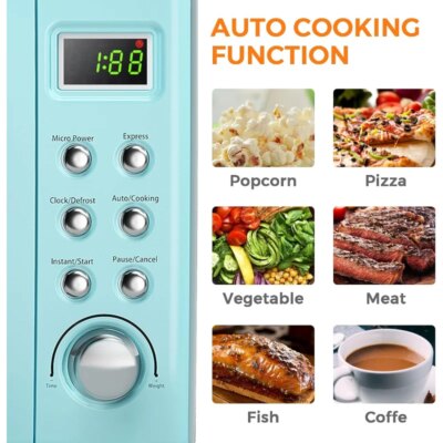 MAT EXPERT 0.7 Cu.ft Compact Microwave Oven, Digital Timing & Child Lock, Small Microwave, Delayed Start Function, 700W (Green) - Image 4