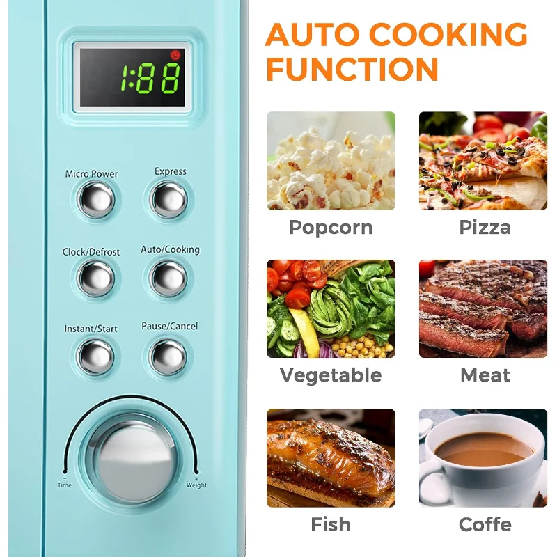 MAT EXPERT 0.7 Cu.ft Compact Microwave Oven, Digital Timing & Child Lock, Small Microwave, Delayed Start Function, 700W (Green)