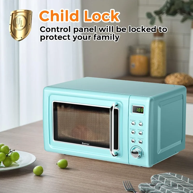 MAT EXPERT 0.7 Cu.ft Compact Microwave Oven, Digital Timing & Child Lock, Small Microwave, Delayed Start Function, 700W (Green)