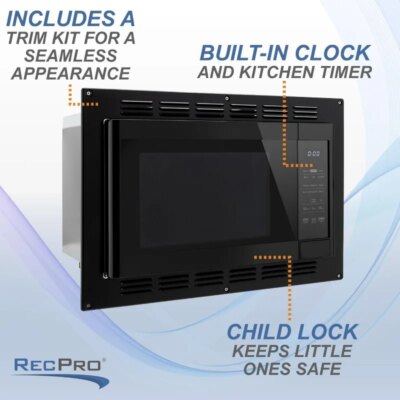 RecPro RV Kitchen Air Fryer & Convection Microwave with Trim Kit | 1.0 Cu. Ft. | 120V | 6 Cooking Modes (Black) - Image 3